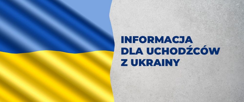 flaga niebiesko_żółta i granatowy napis na szarym tle pomoc dla uchodźców z Ukrainy