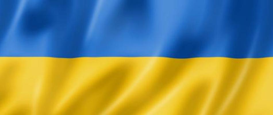 flaga Ukrainy w barwach niebieski i żółty